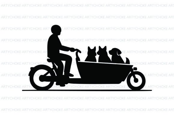 Bakfiets with Dogs SVG
