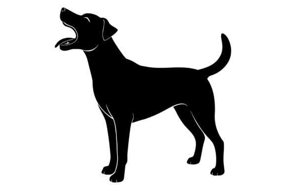 Black Silhouette of a Dog with Tongue