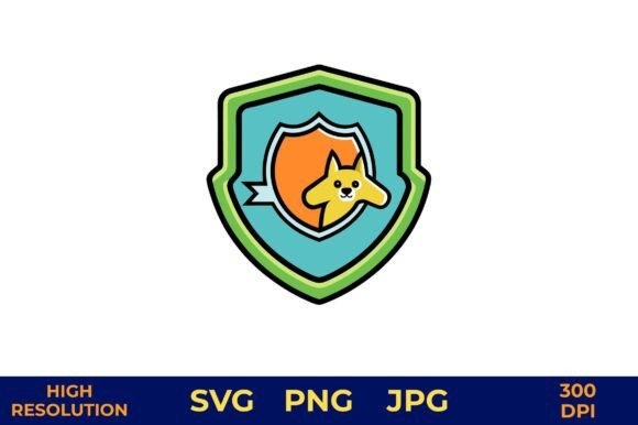 Cartoon Dog in Rescue Badge Vector