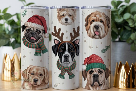 Christmas Dog Portraits Tumbler Wrap PNG Review