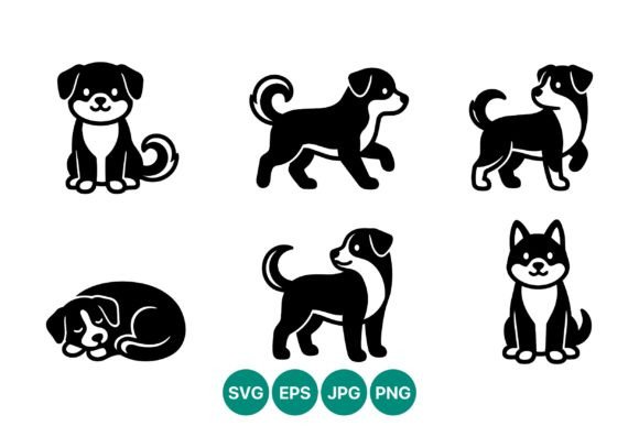 Cute Black White Dog Icons Review