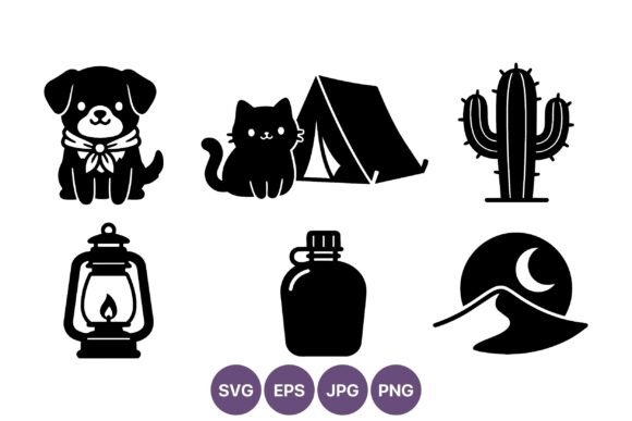 Cute Dog Cat Camping Desert Silhouettes Review
