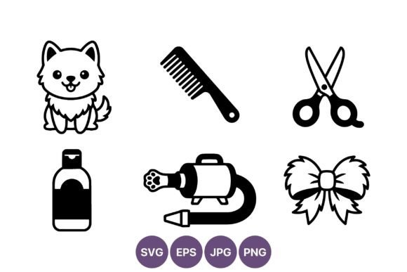 Cute Dog Grooming Tools Vector Review