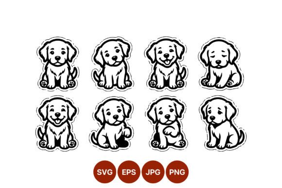 Cute Puppy Dog Line Art Vector