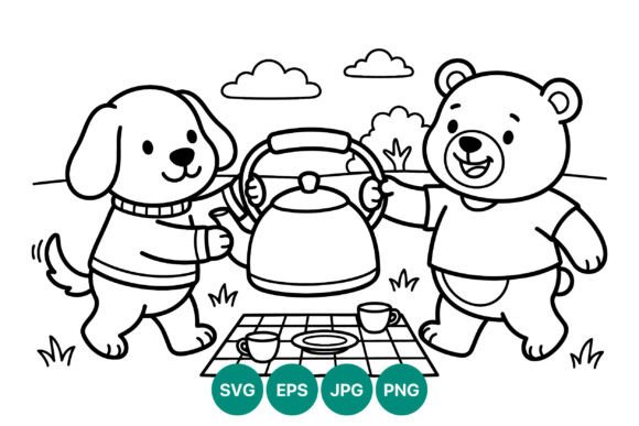 Dog and Bear Holding Kettle Picnic Embroidery Design Review