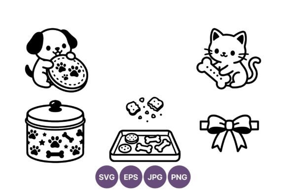 Dog and Cat Bones Bow Vector Art Review