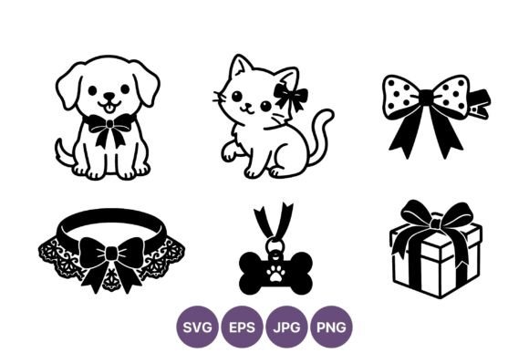 Dog and Cat Bow Vector Set Review