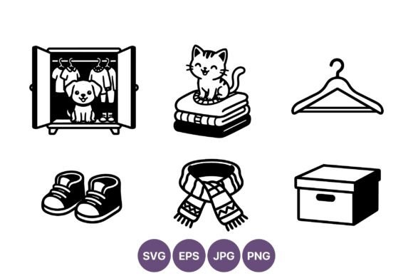 Dog Cat Clothes Line Art Vector Review