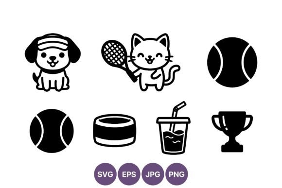 Dog Cat Tennis Racket Icons Review