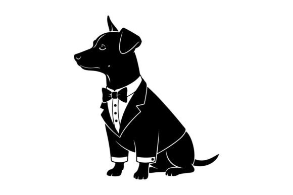 Elegant Dog in Tuxedo Vector Illustration
