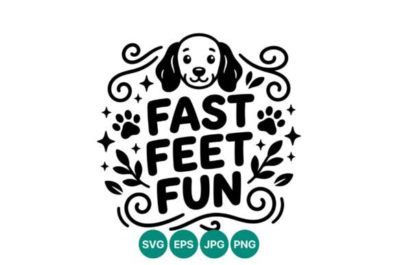 Fast Feet Fun Dog Text Vector Review