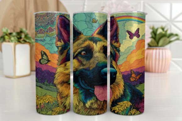 German Shepherd Tumbler Wrap Floral Dog