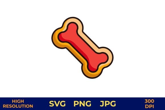 Red and Gold Dog Bone Vector