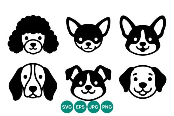Six Cute Dog Faces Vector Art Review