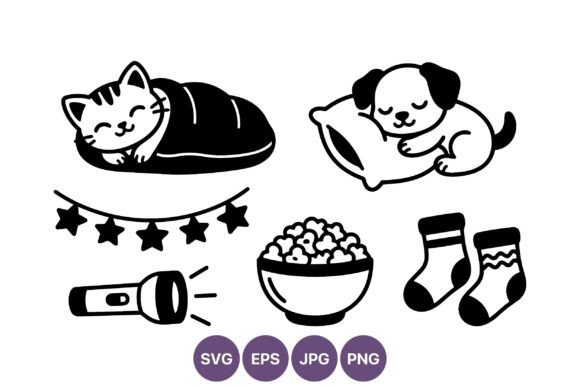 Sleeping Cat and Dog Line Art Review