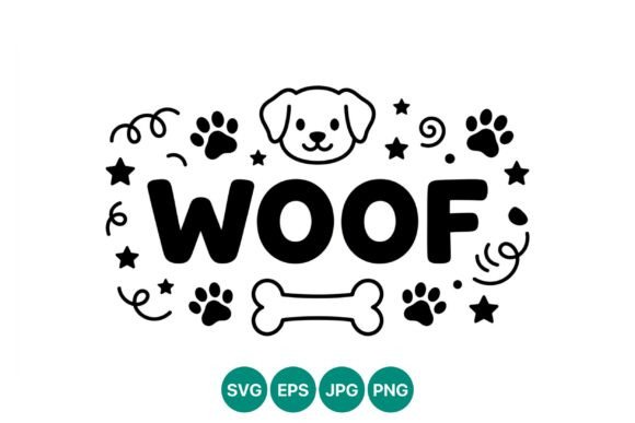 Woof Dog Face Black and White Vector Review